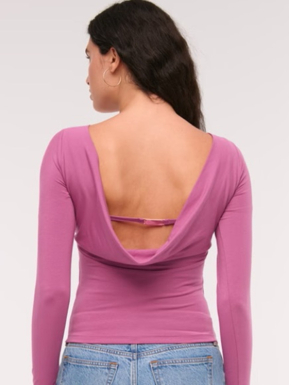 Abercrombie & Fitch Rose-Pink Long Sleeve Boatneck Top